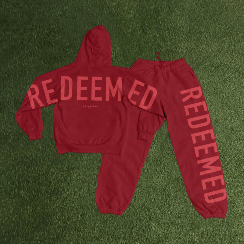 Unisex Redeemed Galatians 2:20 Print Hoodie Set - Red - US16-18(2XL) - image 16