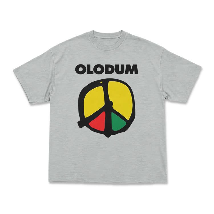 OLODUM Peace Graphic Relaxed Crew Neck T Shirt - Grey - US16-18(2XL) - image 9