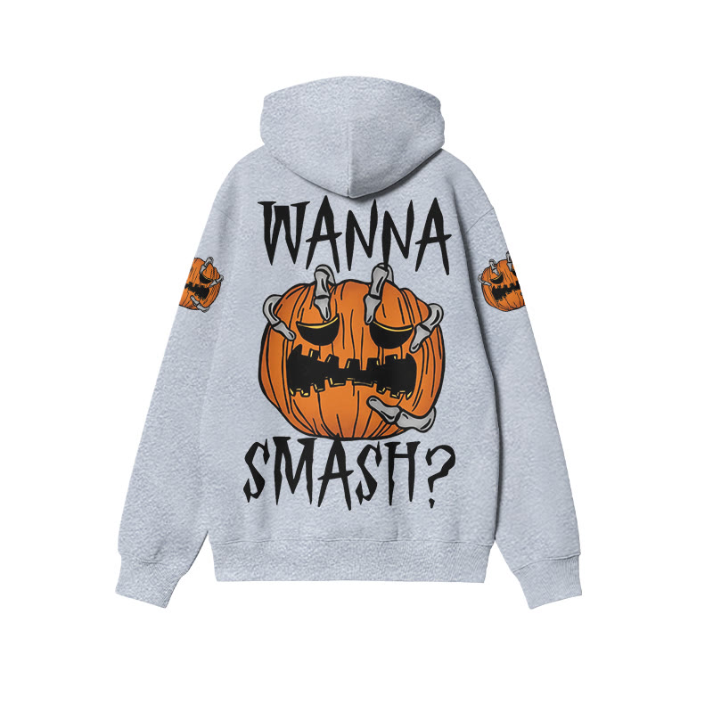 Unisex 100% Cotton Wanna Smash Halloween Print Hoodie - Grey - US16-18(2XL) - image 3