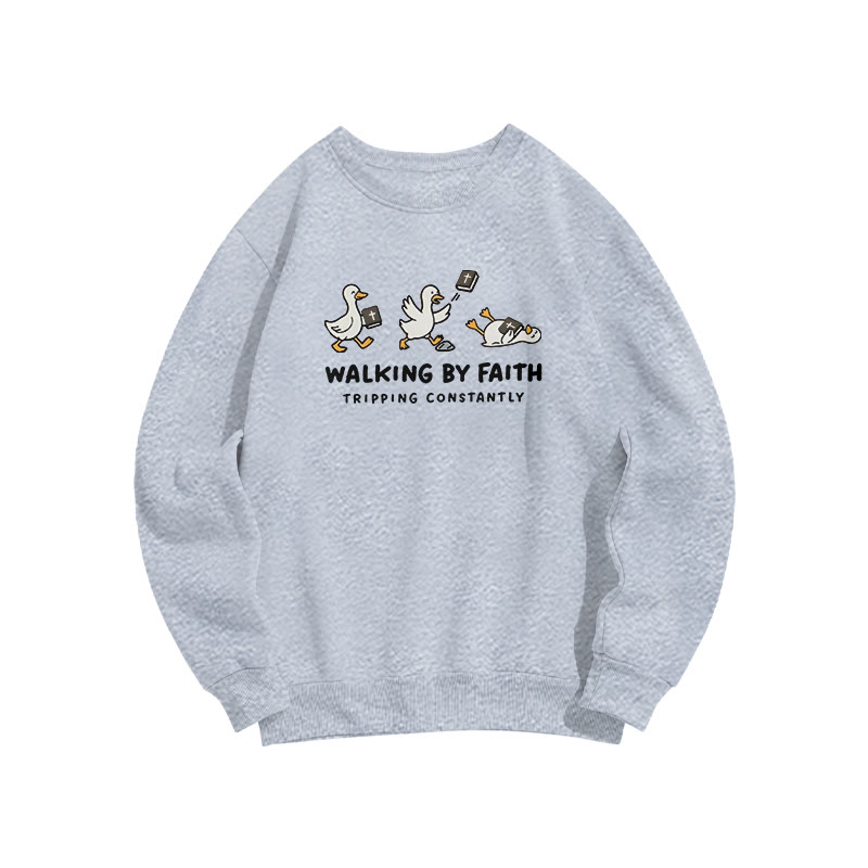 Unisex Walking By Faith Tripping Constantly Bible Print Sweatshirt - Grey - US16-18(2XL) - image 4