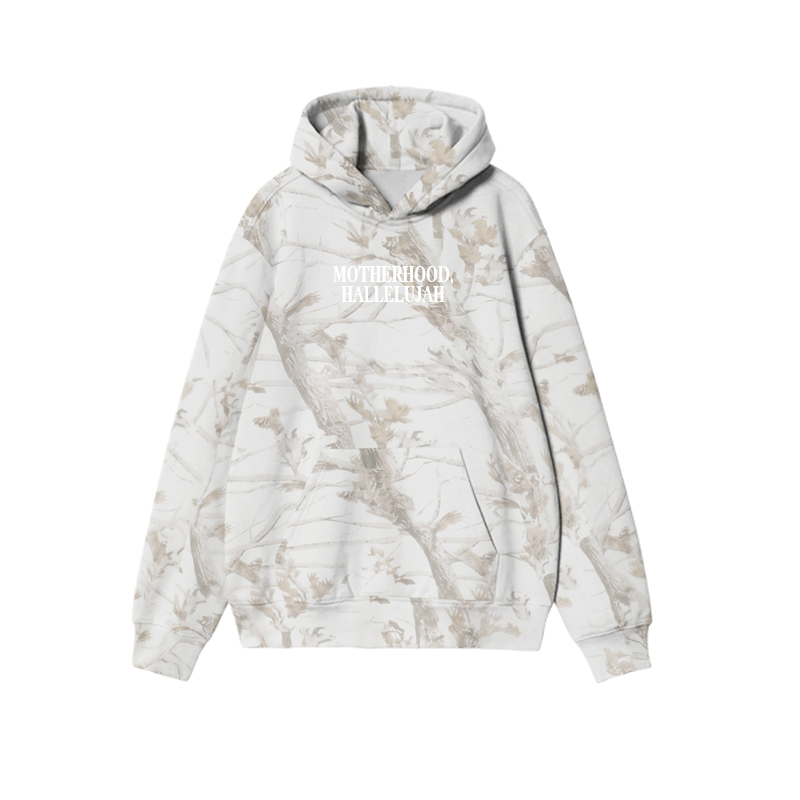 Vintage Camo MOTHERHOOD HALLELUJAH Graphic Print Causal Hoodie - Beige Leaf Camo - US32-34(5XL) - image 4