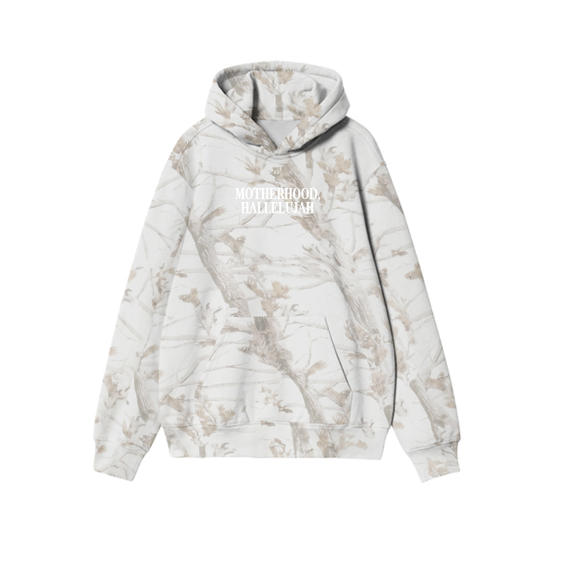 Vintage Camo MOTHERHOOD HALLELUJAH Graphic Print Causal Hoodie - Beige Leaf Camo - US32-34(5XL) - image 4