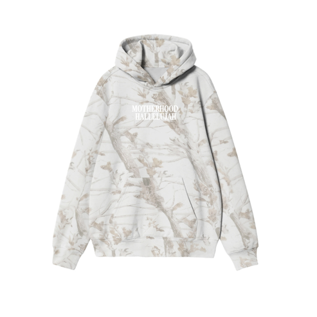 Vintage Camo MOTHERHOOD HALLELUJAH Graphic Print Causal Hoodie - Beige Leaf Camo - US32-34(5XL) - image 4