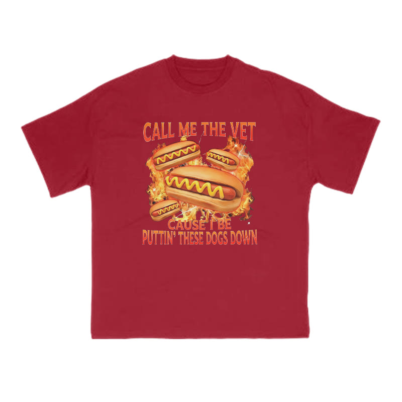 Call Me The Vet Cause I Be Puttin' These Dogs Down Print T-shirt - Red - US16-18(2XL) - image 11