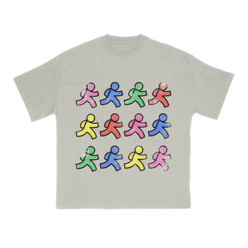 Fun Colorful Paper People Print T-shirt - Warm Grey - US16-18(2XL) - image 4