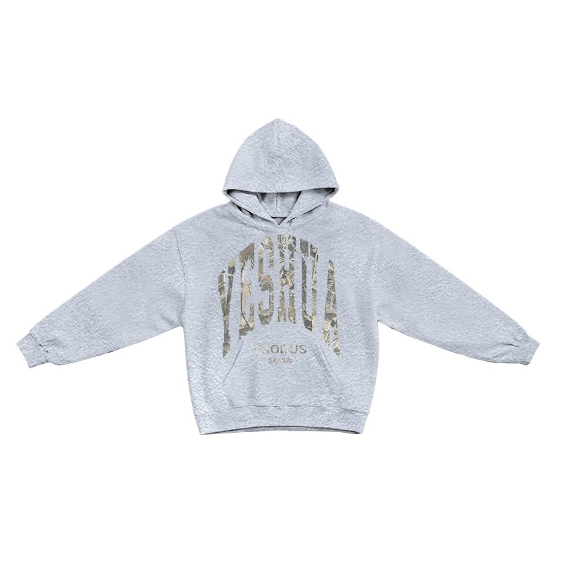 Dead Leaves Camouflage Yahweh Exodus 14:14 Print Causal Hoodie - Grey - US16-18(2XL) - image 4