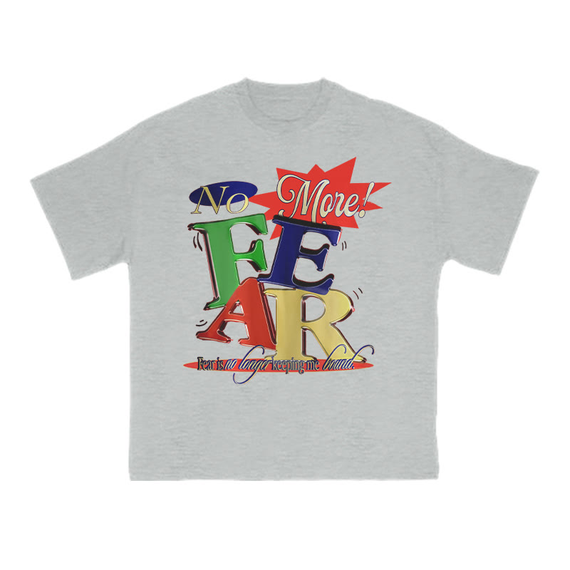 Unisex 100% Cotton No More Fear Print T-shirt - Grey - US16-18(2XL) - image 5