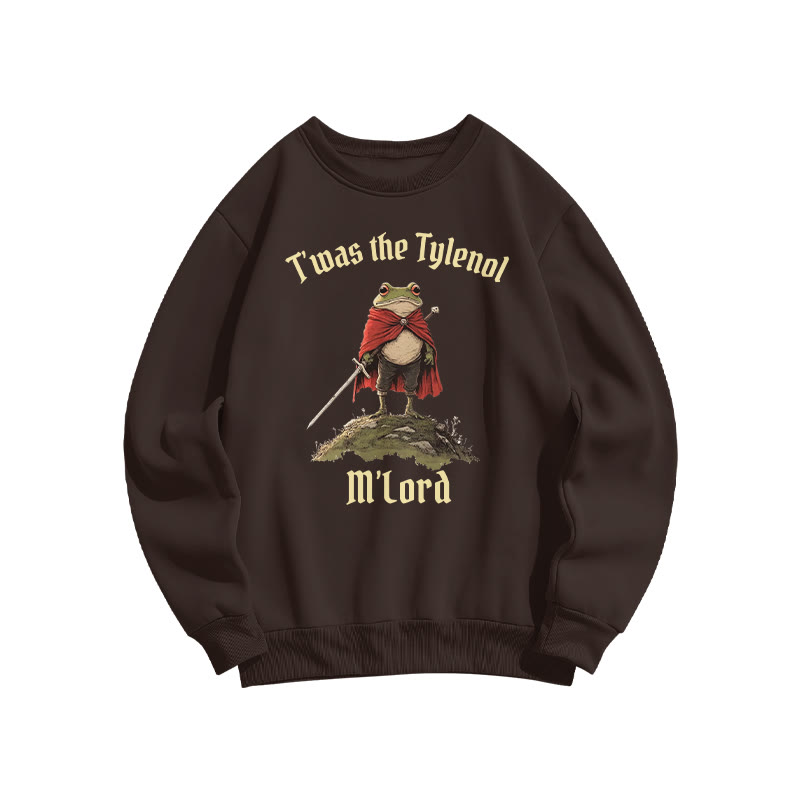 Unisex T'was The Tylenol M'lord Red Cloak Frog Print Sweatshirt - Coffee - US16-18(2XL) - image 4