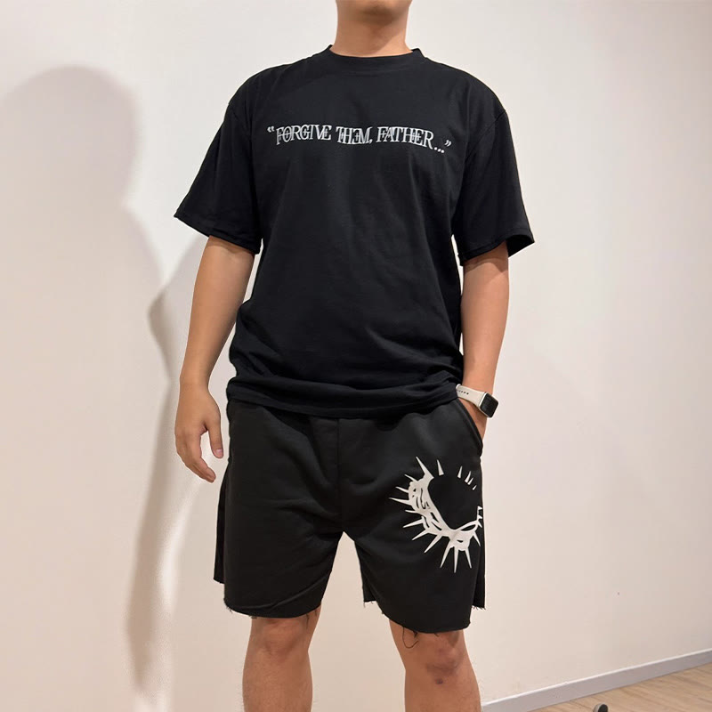 Unisex Reflective Crown Of Thorns Print T-shirt Set