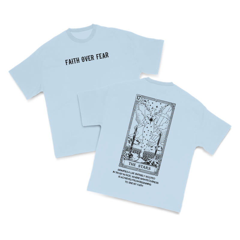 Faith Over Fear Tarot 17 The Star Print T-shirt - Light Blue - US16-18(2XL) - image 7