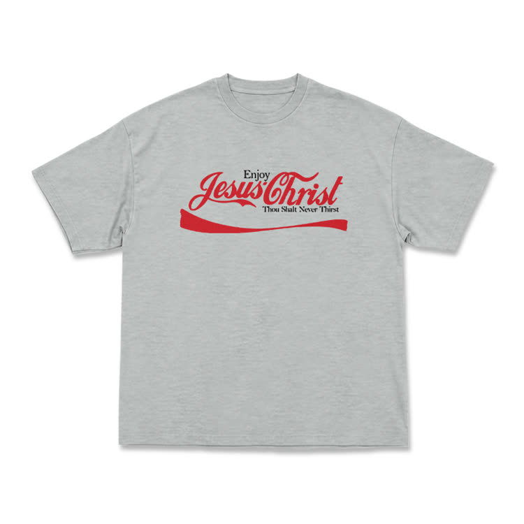 Enjoy Jesus Christ Thou Shalt Never Thirst Graphic T-Shirt - Grey - US16-18(2XL) - image 7