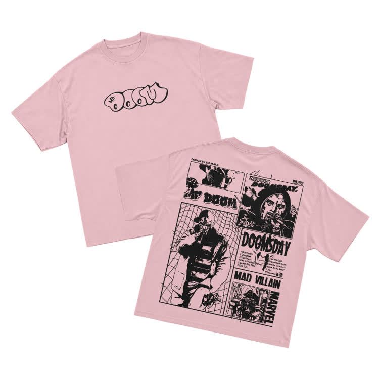 Vintage Streetwear Comic Panel Graphic Print T-Shirt - Pink - US16-18(2XL) - image 8