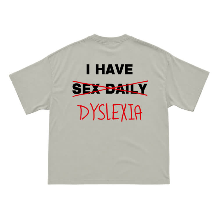 Casual Dyslexia Joke Back Print T-Shirt - Warm Grey - US16-18(2XL) - image 3
