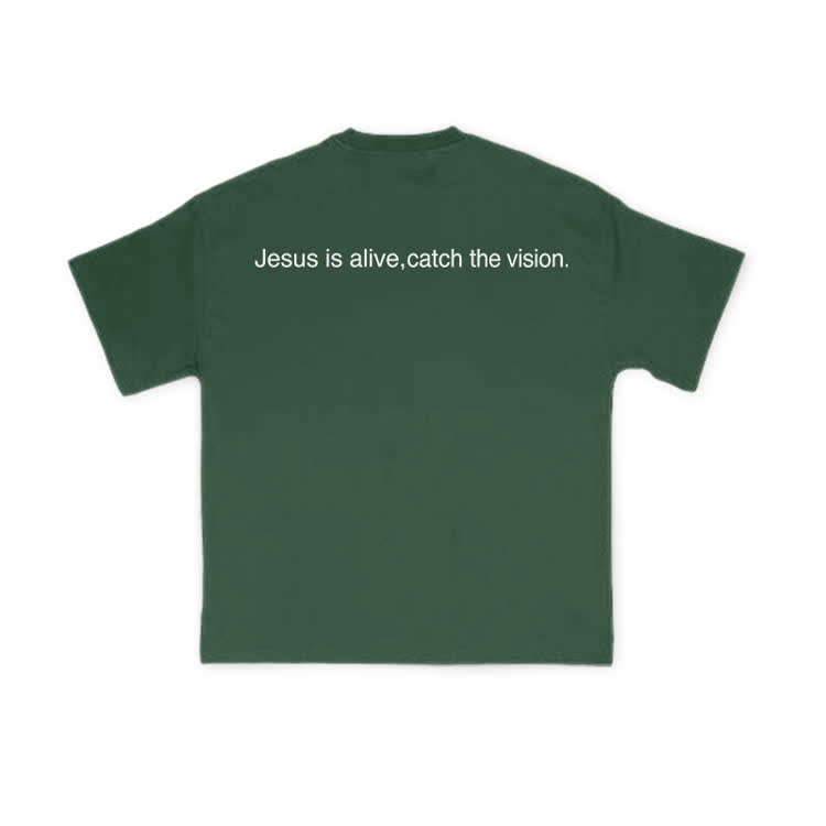 Jesus Is Alive, Catch The Vision Print T-shirt - Green - US16-18(2XL) - image 11