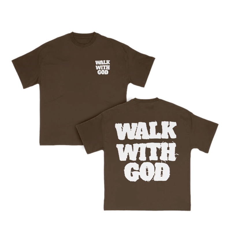 Unisex Walk With God Print T-shirt - Coffee - US16-18(2XL) - image 7