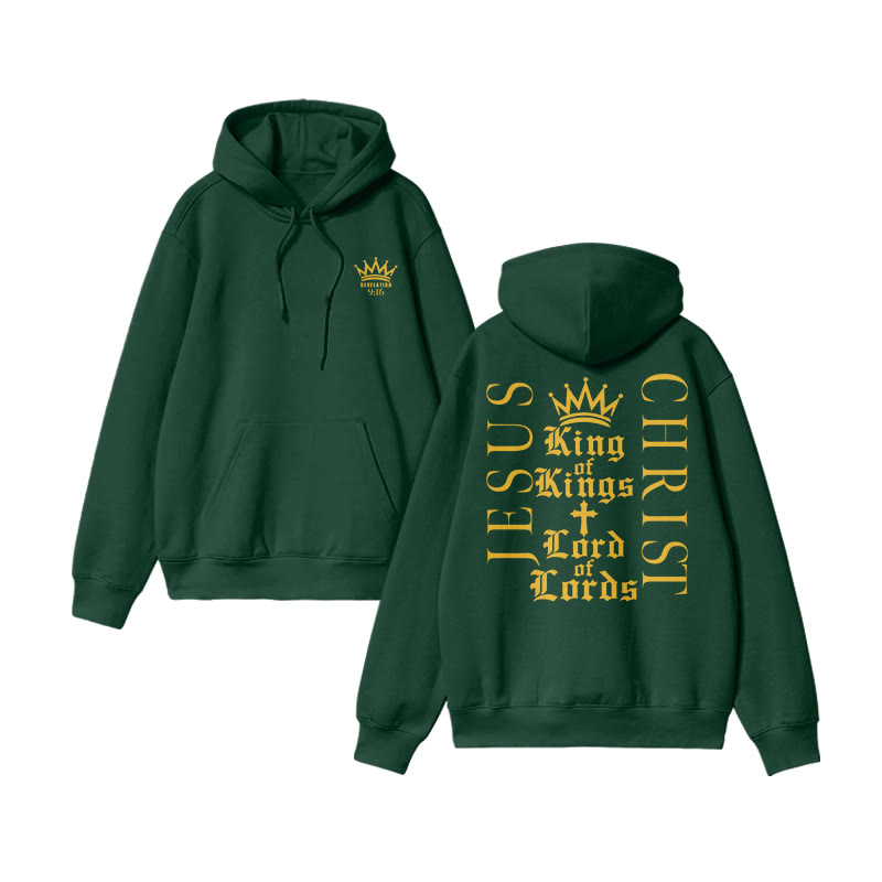 Unisex Jesus Christ King Of Kings Lord Of Lords Print Hoodie - Dark Green - US16-18(2XL) - image 7