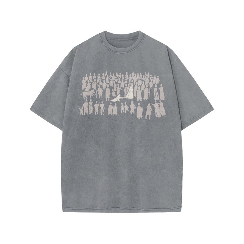  A Beautiful Story Of Faith Print Acid Washed T-shirt - Grey - US20-22(3XL) - image 3