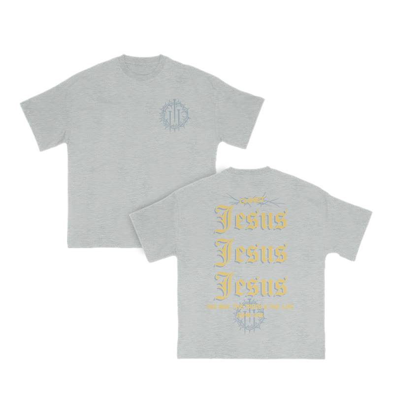 Unisex 100% Cotton Jesus John 14:6 Print T-shirt - Grey - US16-18(2XL) - image 5