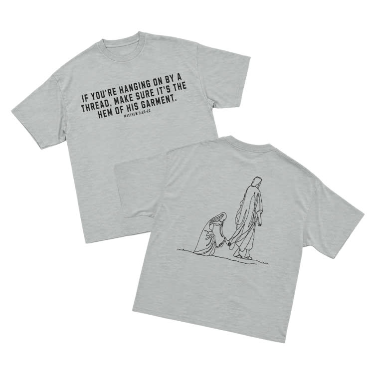 Minimal Sketch Faith Inspired Short Sleeve Streetwear T-Shirt - Grey - US16-18(2XL) - image 9