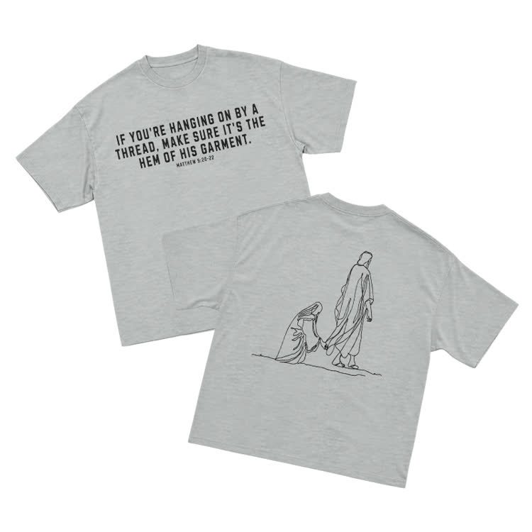 Minimal Sketch Faith Inspired Short Sleeve Streetwear T-Shirt - Grey - US16-18(2XL) - image 9