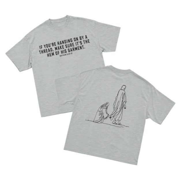 Minimal Sketch Faith Inspired Short Sleeve Streetwear T-Shirt - Grey - US16-18(2XL) - image 9