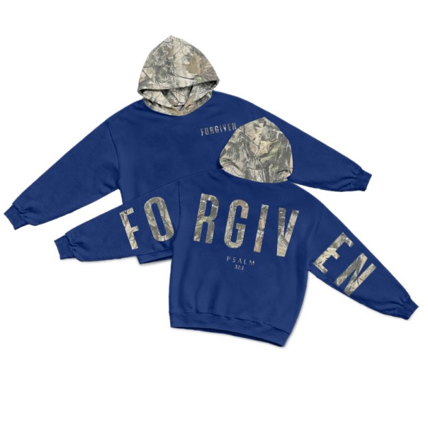 Forgiven Psalm 32:1 Dead Leaves Camouflage Print Hoodie - Dark Blue - US28-30(4XL) - image 18
