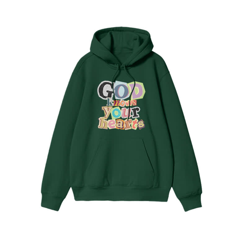Unisex God Knows Your Hearts Print Hoodie - Green - 2XL - image 6