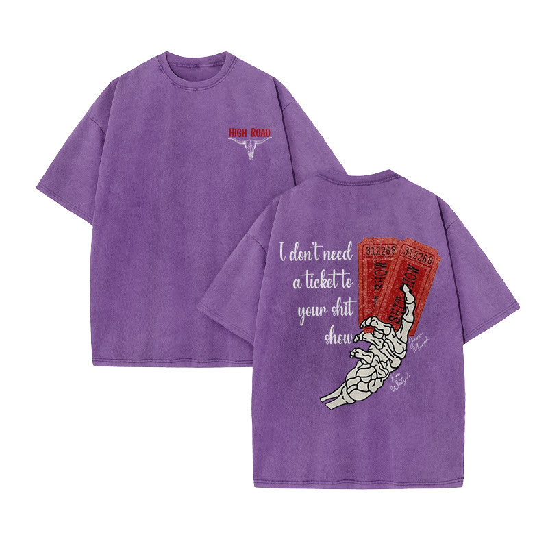 Unisex 100% Cotton Western High Road Vintage Print Acid Washed T-shirt