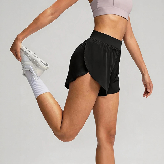 Solid Color Side Slit Quick-drying Yoga Shorts With Built-in Liner - image 5