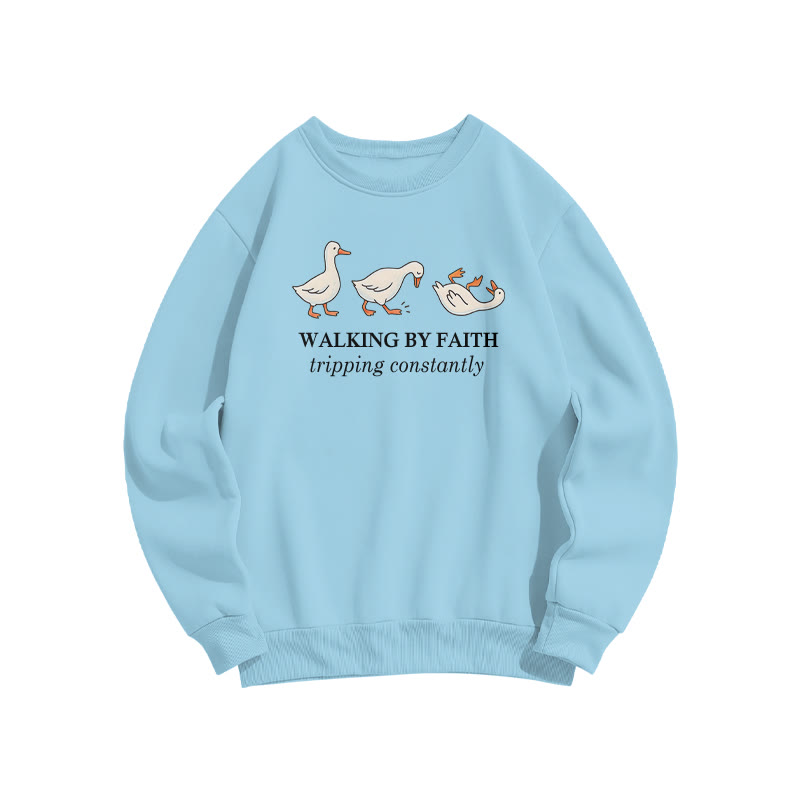 Unisex Walking By Faith Tripping Constantly Print Sweatshirt - Blue - US16-18(2XL) - image 6