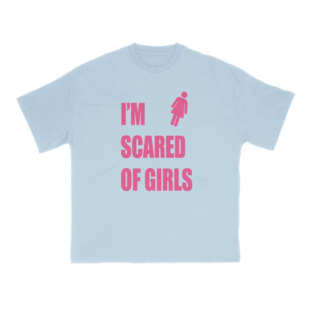 I'm Scared Of Girls T-Shirt Funny Sarcastic Graphic Print T-Shirt - Light Blue - US16-18(2XL) - image 10