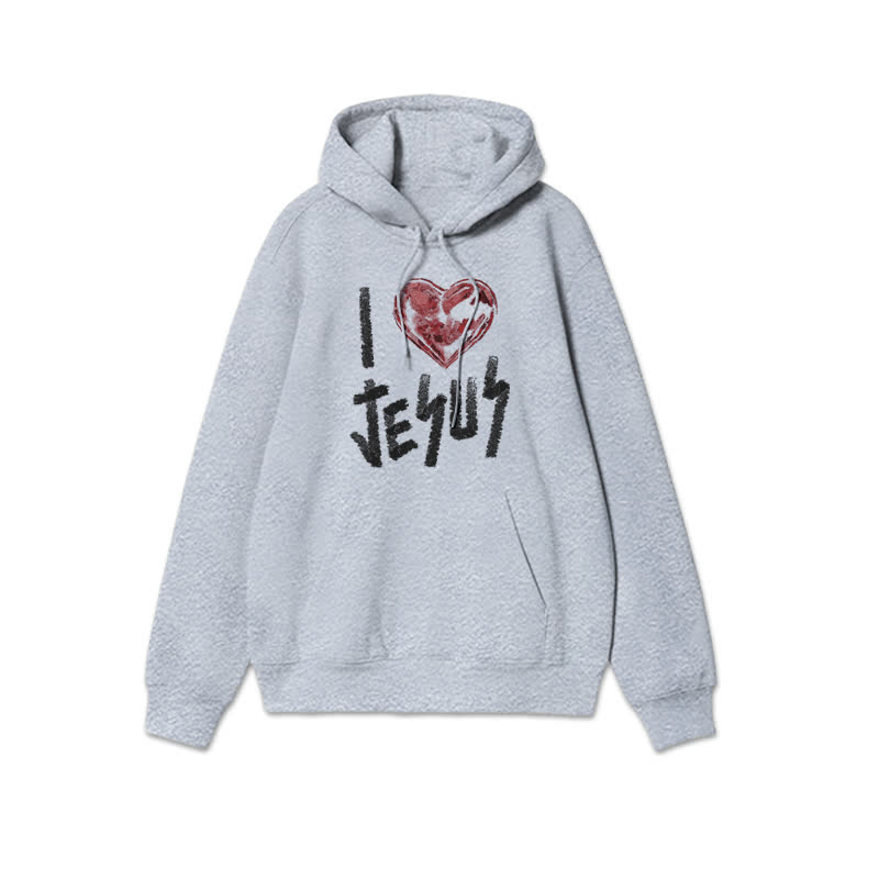 Unisex I Love Jesus Print Hoodie - Grey - 2XL - image 3