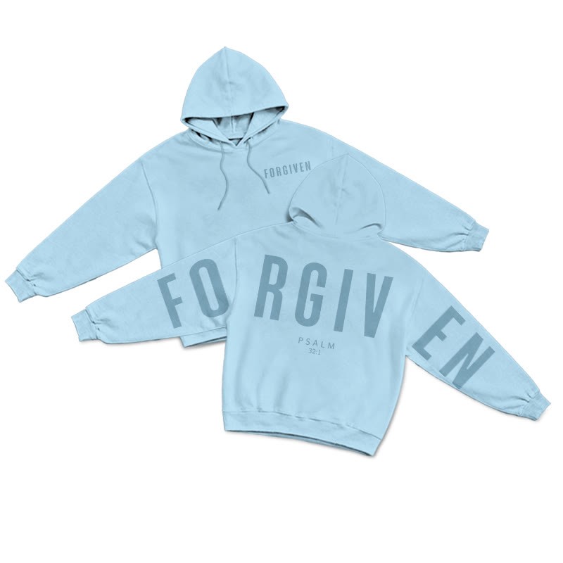 Unisex 100% Cotton Forgiven Psalm 32:1 Print Hoodie - Blue - US16-18(2XL) - image 13