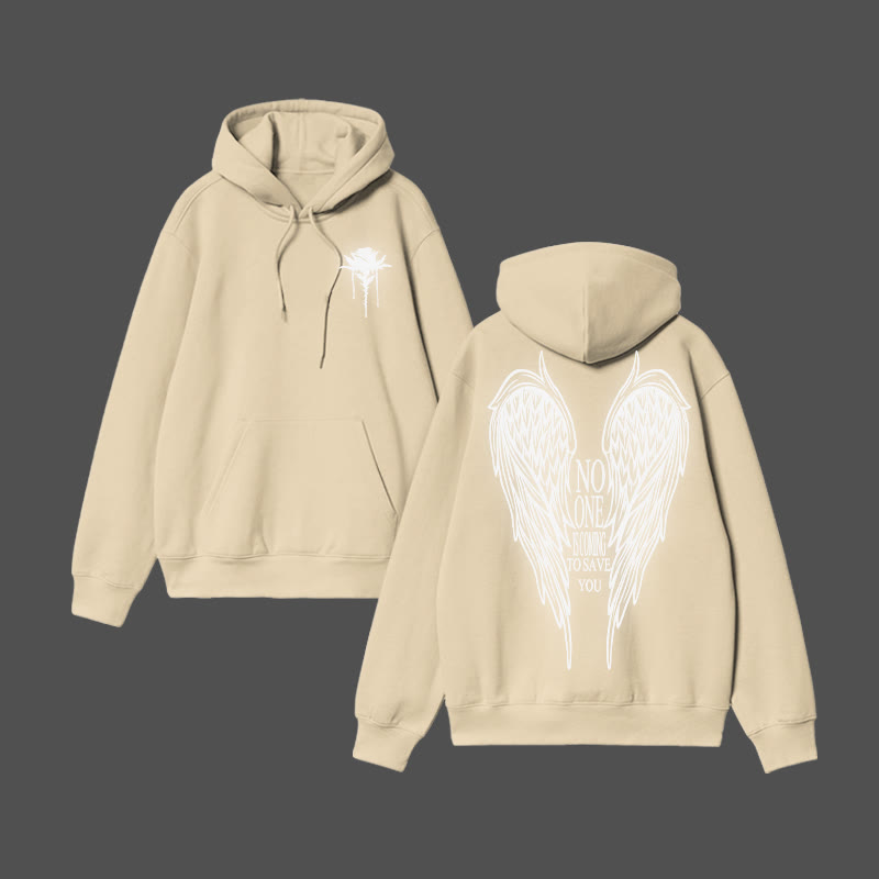 Unisex No One Is Coming To Save You Reflective Print Hoodie - Apricot - US16-18(2XL) - image 8