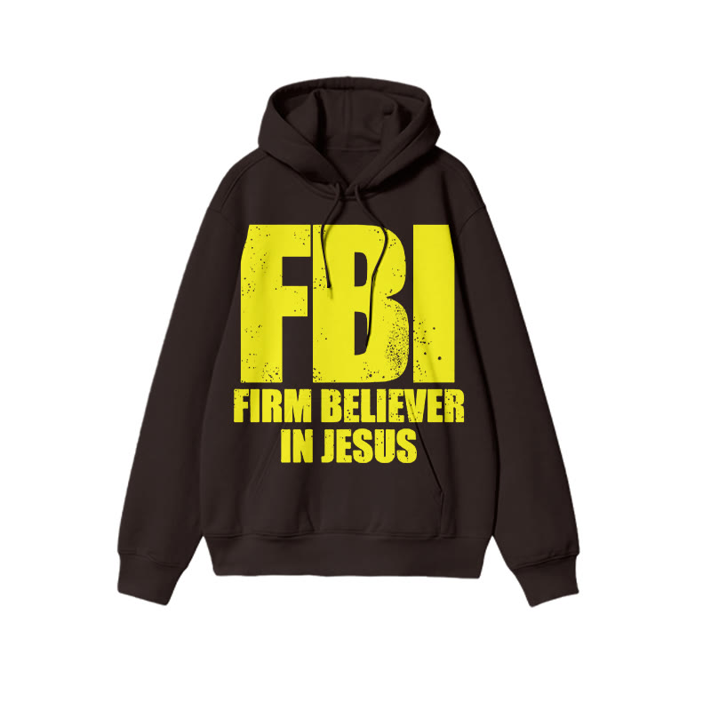 Unisex Firm Believer In Jesus Print Hoodie - Coffee - US16-18(2XL) - image 5
