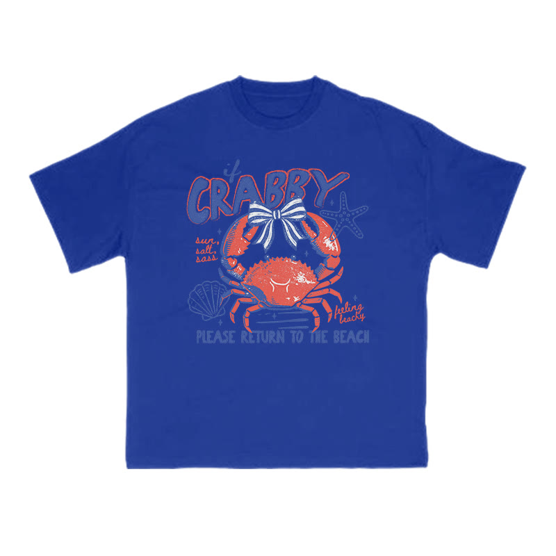 If Crabby Please Return To The Beach Print T-shirt - Blue - US16-18(2XL) - image 9