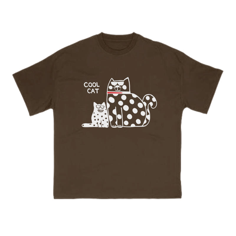 Cool Cat Print T-shirt - Coffee - US16-18(2XL) - image 6