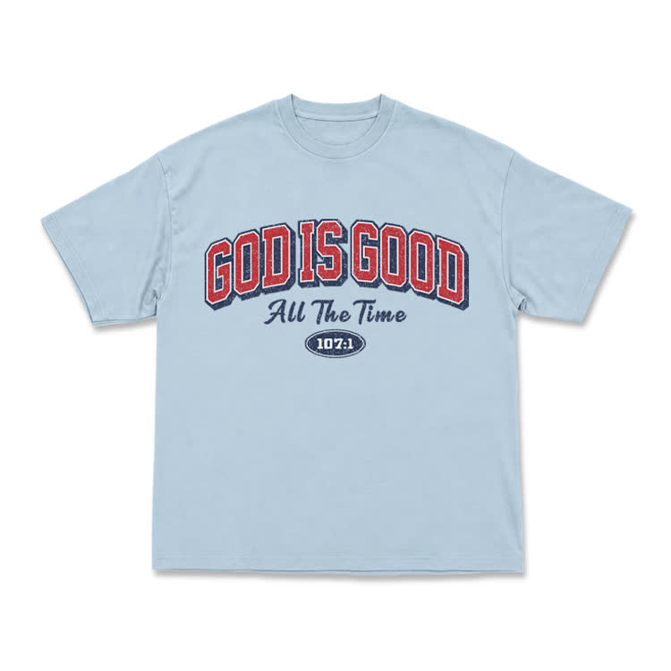 Classic Faith Letter God Is Good Graphic T-Shirt - Light Blue - US16-18(2XL) - image 6