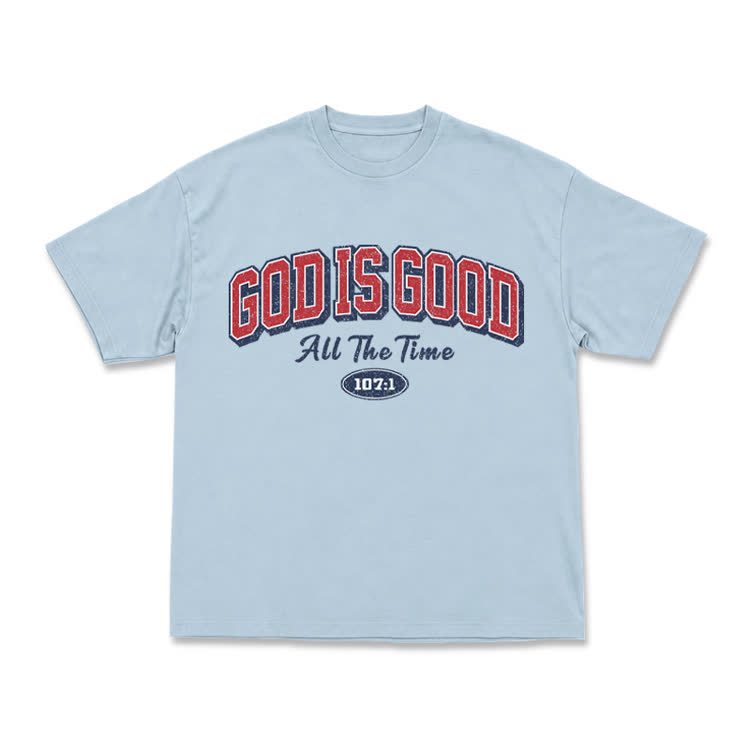 Classic Faith Letter God Is Good Graphic T-Shirt - Light Blue - US16-18(2XL) - image 6