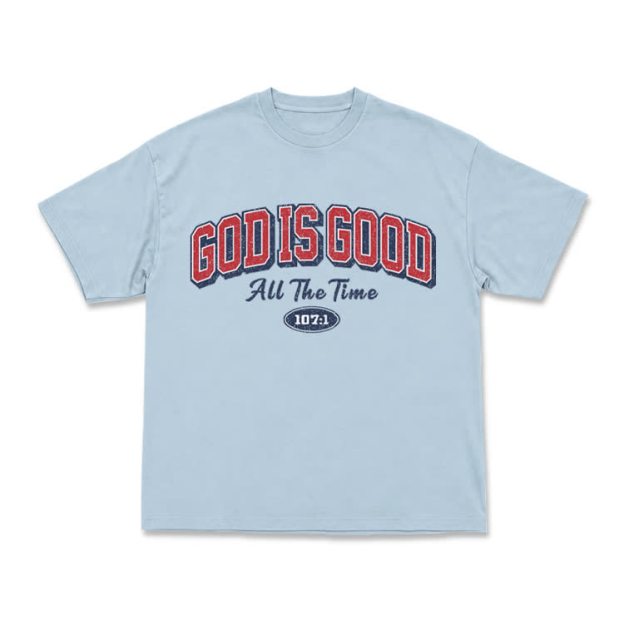 Classic Faith Letter God Is Good Graphic T-Shirt - Light Blue - US16-18(2XL) - image 6
