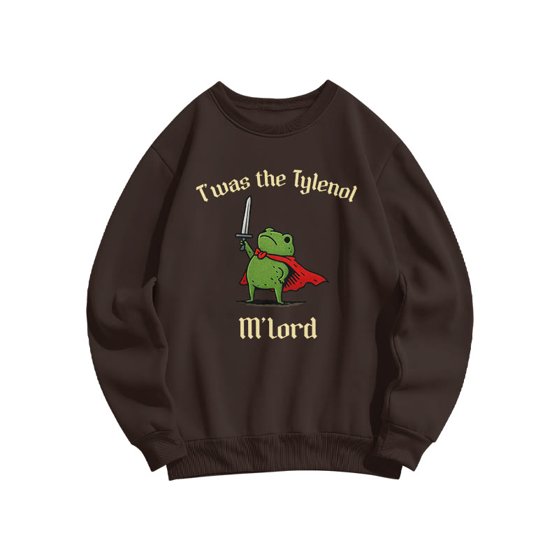 Unisex T'was The Tylenol M'lord Knight Frog Print Sweatshirt - Coffee - US16-18(2XL) - image 7