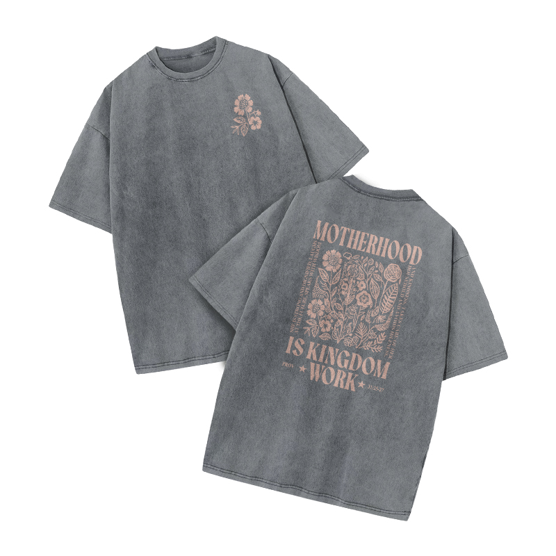 Motherhood Is Kingdom Work Proverbs 31:25-27 Print Acid Washed T-shirt - Grey - US20-22(3XL) - image 3