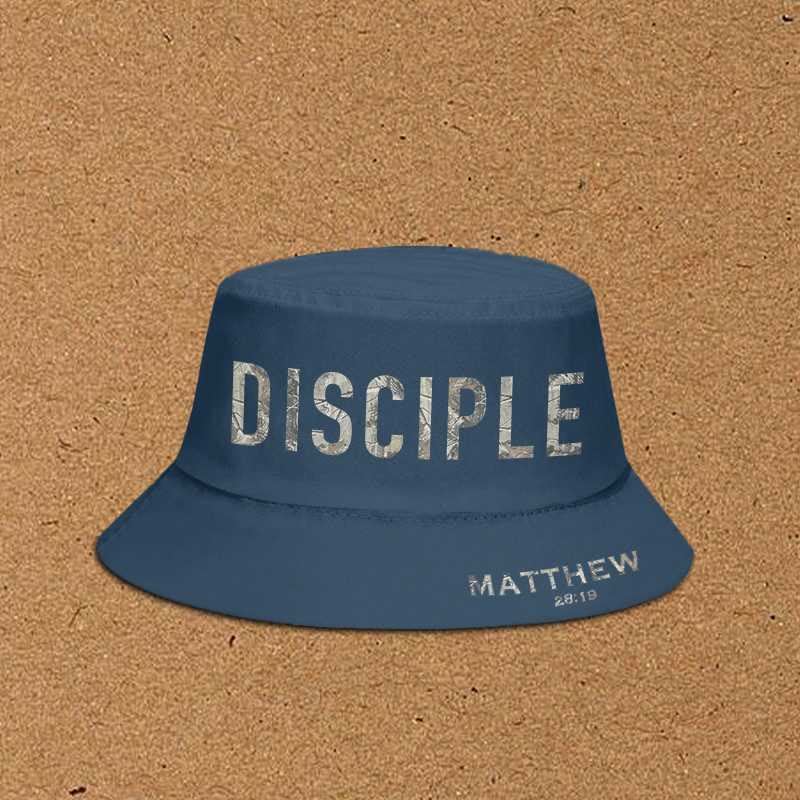 Dead Leaves Camouflage Disciple Matthew 28:19 Print Bucket Hat - Blue - XL(62cm) - image 3