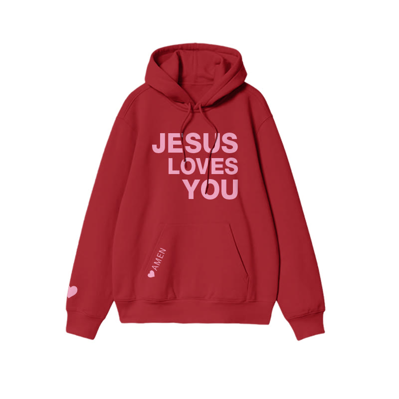 Love Like Jesus Heart Amen Valentine's Day Print Hoodie - Red - US16-18(2XL) - image 6