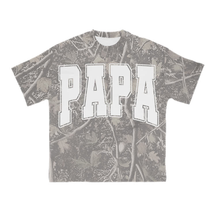 Papa Graphic Camo Print T-Shirt - Olive Green - US28-30(4XL) - image 3