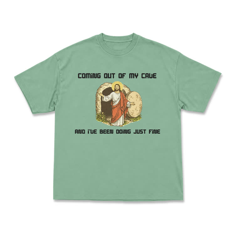Faith Humorous Jesus Illustration Jersey T-Shirt - Light Green - US16-18(2XL) - image 3