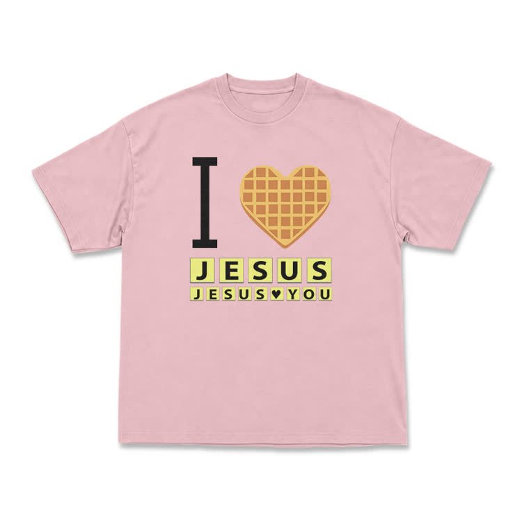 I Heart Jesus Graphic Casual Crew Neck T Shirt - Pink - US16-18(2XL) - image 9
