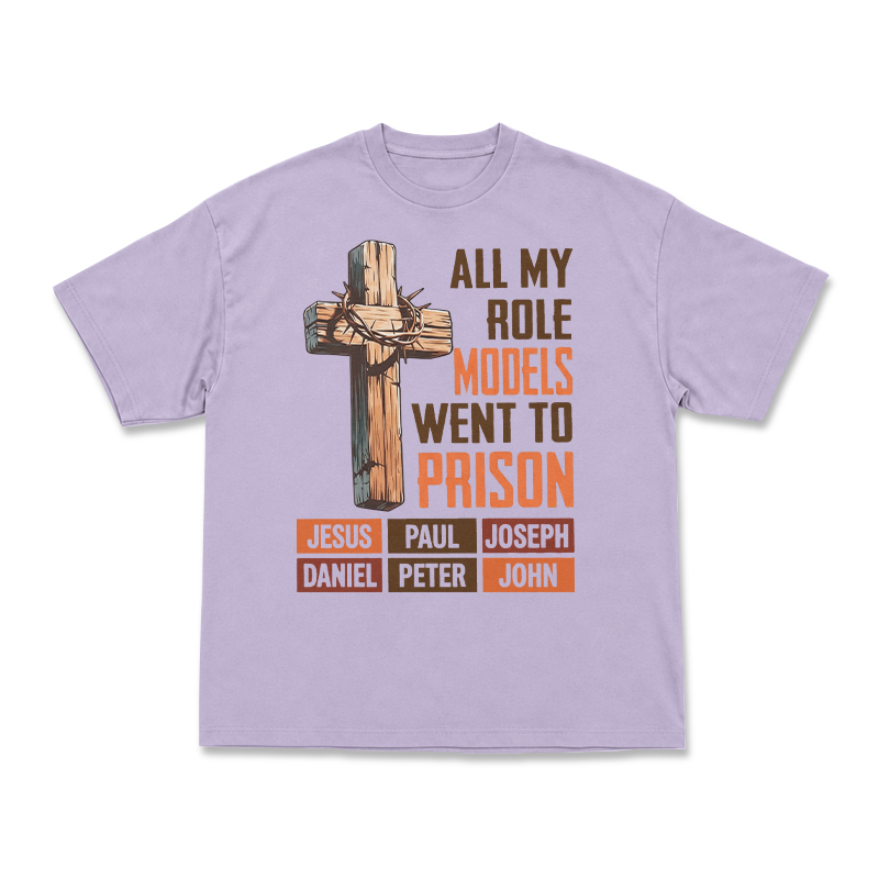 Cross and All My Role Models Went to Prison Statement Graphic T-Shirt - Purple - US16-18(2XL) - image 8