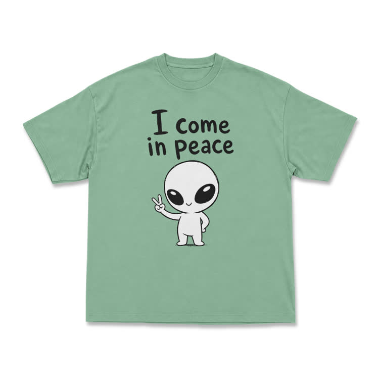 I Come in Peace Alien Graphic T-Shirt - Light Green - US16-18(2XL) - image 9