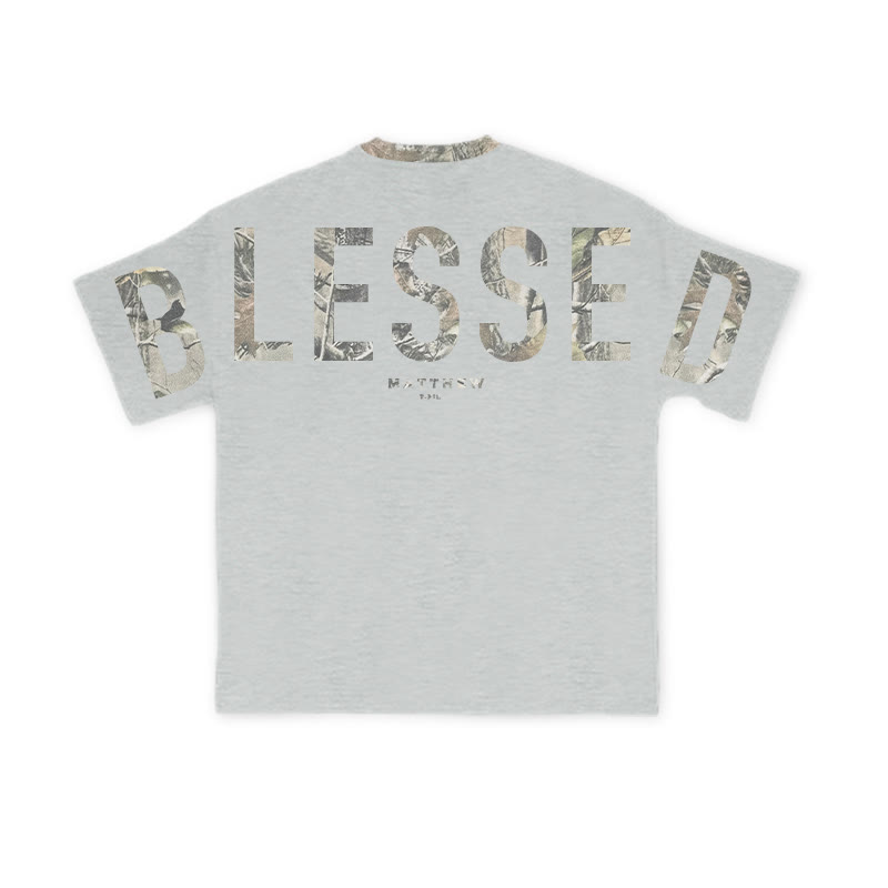 Blessed Matthew 5:3-12 Dead Leaves Camouflage Print T-shirt - image 6